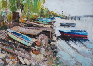 9- En zij lieten hun boten achter .. 70x50cm olie 1409 RJ.JPG