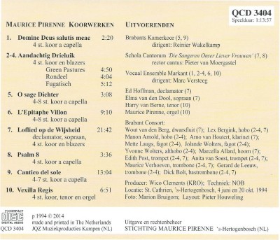 CD Maurice Pirenne Koorwerken back